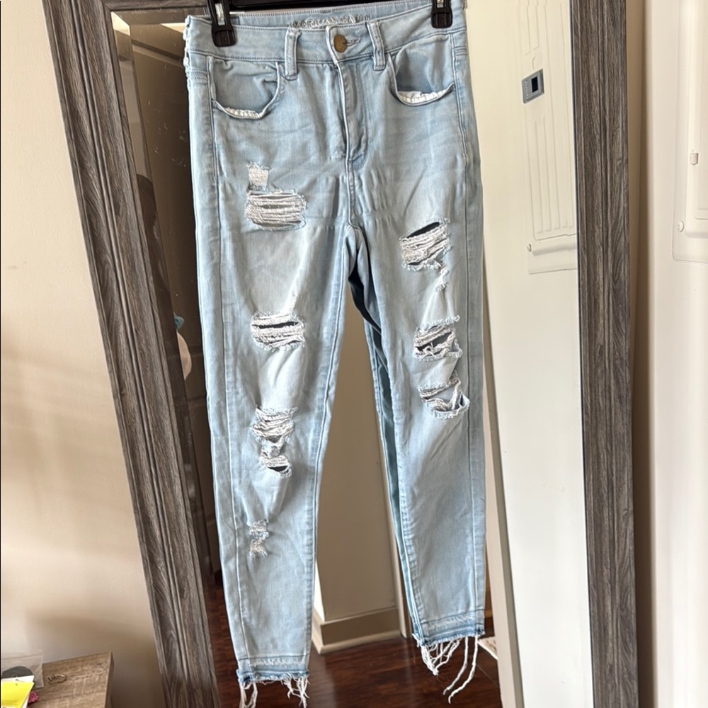 American Eagle Outfitters Light Blue Distressed Women's Jeans